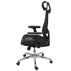 Decoshop26 Fauteuil de bureau certifié ISO9001 avec accoudoirs et appui-tête fonction bascule en tissu noir 04_0001789