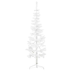 vidaXL Demi sapin de Noël artificiel mince avec support Blanc 180 cm