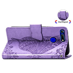 Wewoo Housse Coque Butterfly Love Flowers Embossing Horizontal Flip Leather Case for Huawei V20with Holder & Card Slots & Wallet & Lanyard Light Purple