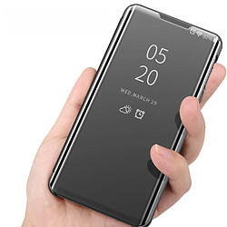 Coque en TPU + PU voir la surface du miroir de la fenêtre avec support noir pour votre OnePlus 8