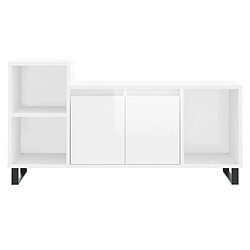 Maison Chic Meuble TV scandinave - Banc TV pour salon Blanc brillant 100x35x55 cm Bois d'ingénierie -MN49230 pas cher