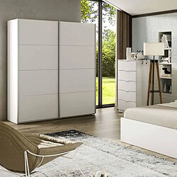 Pegane Armoire avec 2 portes coulissantes coloris blanc artik - Longueur 150 x Profondeur 60 x Hauteur 200 cm