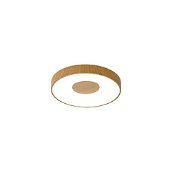 Inspired Coin Rond Plafonnier 56W LED Avec Télécommande 2700K-5000K, 2500lm, Effet Bois, 3 ans de Garantie