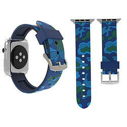 Wewoo Bracelet bleu pour Apple Watch Series 3 & 2 & 1 38mm Mode Camouflage Motif Silicone de montre