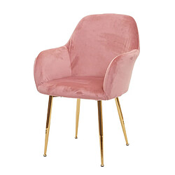 Decoshop26 Chaise de salle à manger design rétro en tissu velours rose pieds métal dorés 04_0002225