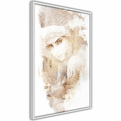 Paris Prix Affiche Murale Encadrée Mysterious Look Beige 20 x 30 cm Blanc