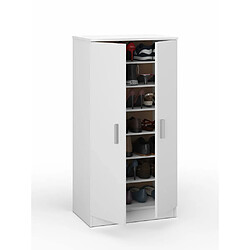 Alter Armoire multifonction avec deux portes avec six étagères, couleur blanche, Dimensions 55 x 108 x 36 cm