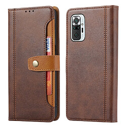 Coque en TPU + PU avec béquille et porte-cartes marron pour votre Xiaomi Redmi Note 10 4G/Redmi Note 10S