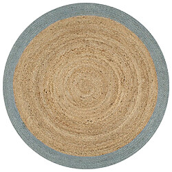 Decoshop26 Tapis fait à la main Jute avec bord vert olive 120 cm DEC023476