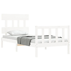 Acheter Maison Chic Lit adulte - Cadre Structure de lit avec tête de lit Contemporain blanc 90x200 cm bois massif -MN50668