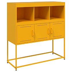 vidaXL Buffet jaune moutarde 100,5x39x107 cm acier