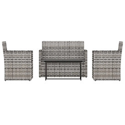 Maison Chic Salon de jardin 4 pcs avec coussins - Table et chaises d'extérieur - Mobilier/Meubles de jardin Moderne résine tressée gris -MN16624