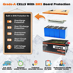 Avis Batterie de secours Cloudenergy 12 V 300 Ah LiFePO4, 3 840 Wh d'énergie, plus de 6 000 cycles, BMS 100 A intégré