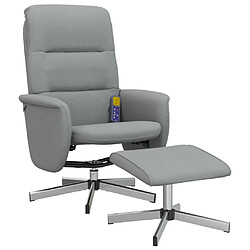 vidaXL Fauteuil inclinable de massage et repose-pied gris clair tissu