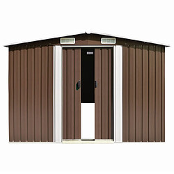 Helloshop26 Abri de jardin cabane cabanon maison de stockage remise extérieur hangar outils robuste 257 x 990 x 181 cm acier galvanisé marron 02_0022282