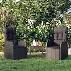 Maison Chic Lot de 2 Chaises Relax de jardin inclinables coussins Noir Résine tressée -GKD81935