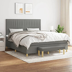 Maison Chic Lit Adulte - Lit simple Lit à sommier tapissier avec matelas moelleux - Meuble de Chambre - Gris foncé 160x200cm Tissu -MN98255