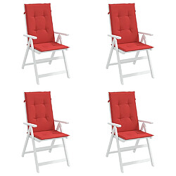 Avis vidaXL Coussins de chaise de jardin dossier haut lot de 4 rouge tissu