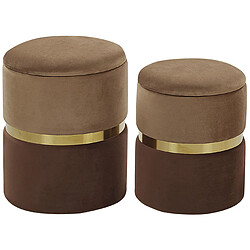 Beliani Pouf WICHITA Set de 2 Marron Velours