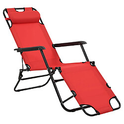 Avis vidaXL Chaises longues pliables 2 pcs avec repose-pied Acier Rouge