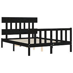 Maison Chic Lit adulte - Cadre Structure de lit avec tête de lit Contemporain noir 120x200 cm bois massif -MN59664 pas cher