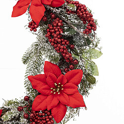 Atmosphera, Createur D'Interieur Couronne de Noël poinsettia à suspendre - D. 50 cm - Rouge et vert