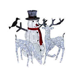 Monstershop Couple Biche & Cerf LED Blanc Froid + Bonhomme de Neige Lumineux