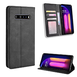 Etui en PU auto-absorbé rétro noir pour votre LG V60 ThinQ 5G