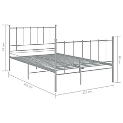 vidaXL Cadre de lit sans matelas gris métal 120x200 cm pas cher