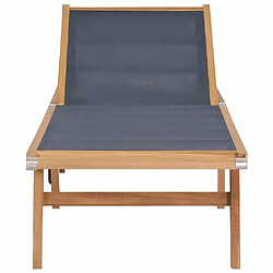 Maison Chic Chaise longue pliable de jardin | Bain de soleil Relax | Transat avec roulettes Teck massif et textilène -GKD86829