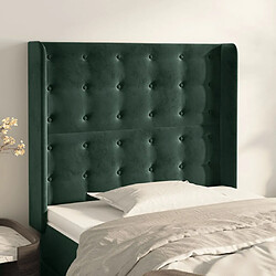 vidaXL Tête de lit avec oreilles Vert foncé 93x16x118/128 cm Velours