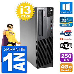 PC Lenovo M92p SFF Intel i3-2120 RAM 4Go Disque Dur 250Go Windows 10 Wifi - Occasion