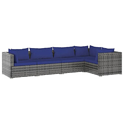 Maison Chic Salon de jardin 5 pcs + coussins - Mobilier/Meubles de jardin - Table et chaises d'extérieur résine tressée gris -MN73769