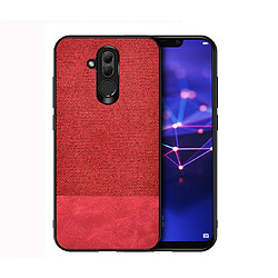 Wewoo Housse Coque de protection antichoc PU épissage + tissu pour Huawei Mate 20 Lite rouge