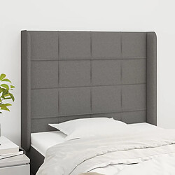 Maison Chic Tête de lit scandinave avec oreilles,meuble de chambre Gris foncé 83x16x118/128 cm Tissu -MN48234