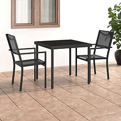 Maison Chic Salon de jardin de salle à manger 3 pcs,Table et Chaises d'extérieur,Mobilier de jardin Acier -MN87962