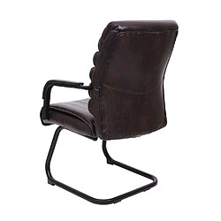 Decoshop26 Fauteuil de bureau sans roulettes chaise de conférence assise et dossier arrondis PVC marron 04_0001928 pas cher