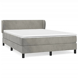 vidaXL Sommier à lattes de lit et matelas Gris clair 140x190cm Velours