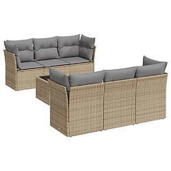 vidaXL Salon de jardin avec coussins 7 pcs beige résine tressée