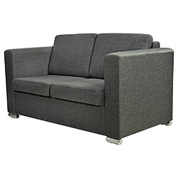 vidaXL Canapé à 2 places Tissu Gris foncé