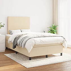 vidaXL Sommier à lattes de lit avec matelas Crème 120x200 cm Tissu