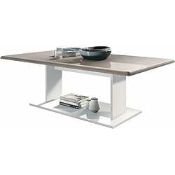 Mpc Table Basse En Blanc Avec Plateau De Dessus En Gris Sable Haute Brillance 40 X 120 X 70