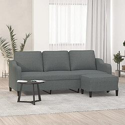 vidaXL Canapé à 3 places avec repose-pieds Gris foncé 180 cm Tissu