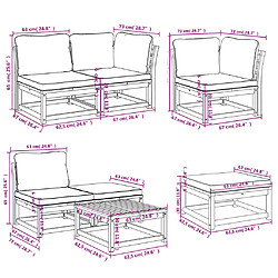 vidaXL Salon de jardin avec coussins 7 pcs bois massif d'acacia pas cher