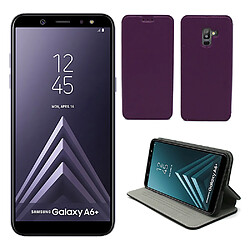 Samsung Galaxy A6 Plus 2018 : Etui luxe violet Ultra Slim Style Cuir avec stand - Housse coque de protection smartphone Galaxy A6+ 4G - Accessoires pochette case XEPTIO