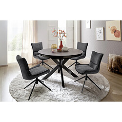 Avis Pegane Table à manger, table de repas ronde extensible coloris anthracite, pieds métal laqué mat - Diamètre 120-160 x Hauteur76 cm