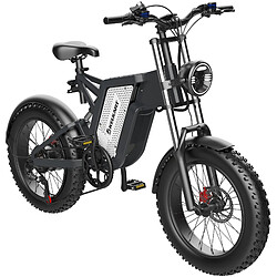 KELKART Vélo Électrique MX25 1000W 25ah Batterie 20" Gros Pneus Shimano 7 Vitesses - Noir