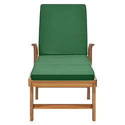 Acheter Maison Chic Chaise longue avec coussin | Bain de soleil Relax | Transat Bois de teck solide Vert -GKD25276