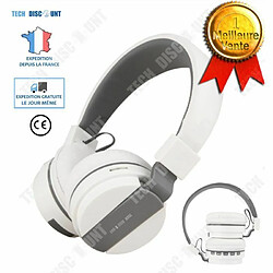 Tech Discount TD® casque bluetooth réduction de bruit sans fil sport sony gris blanc audio micro intégrée écouteurs stéréo oreillettes mode veille