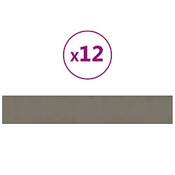 vidaXL Panneaux muraux 12 pcs Gris clair 90x15 cm Velours 1,62 m²